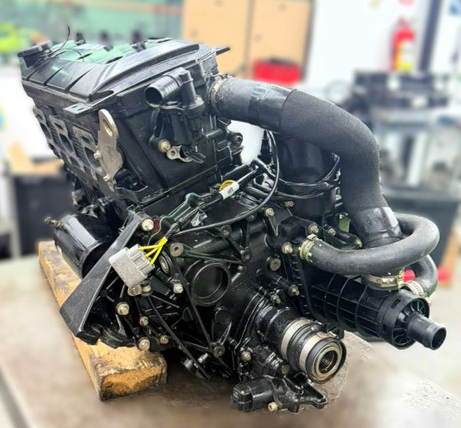 Pre-owned 2024 Sea-Doo GTI SE 170 engine with ACE 1630 and iDF system, showing the complete engine assembly.