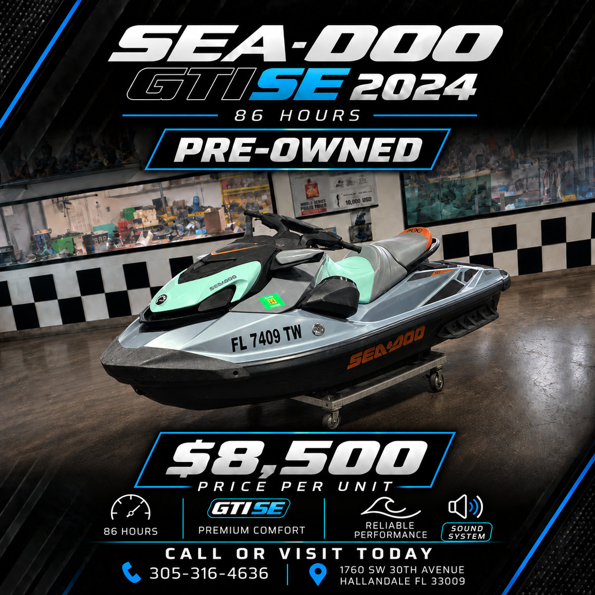 2024 Sea-Doo GTI SE 170 HP – 1630cc – Sound System -86 Hours – iBR & iDF System – Jet Ski (Copy)