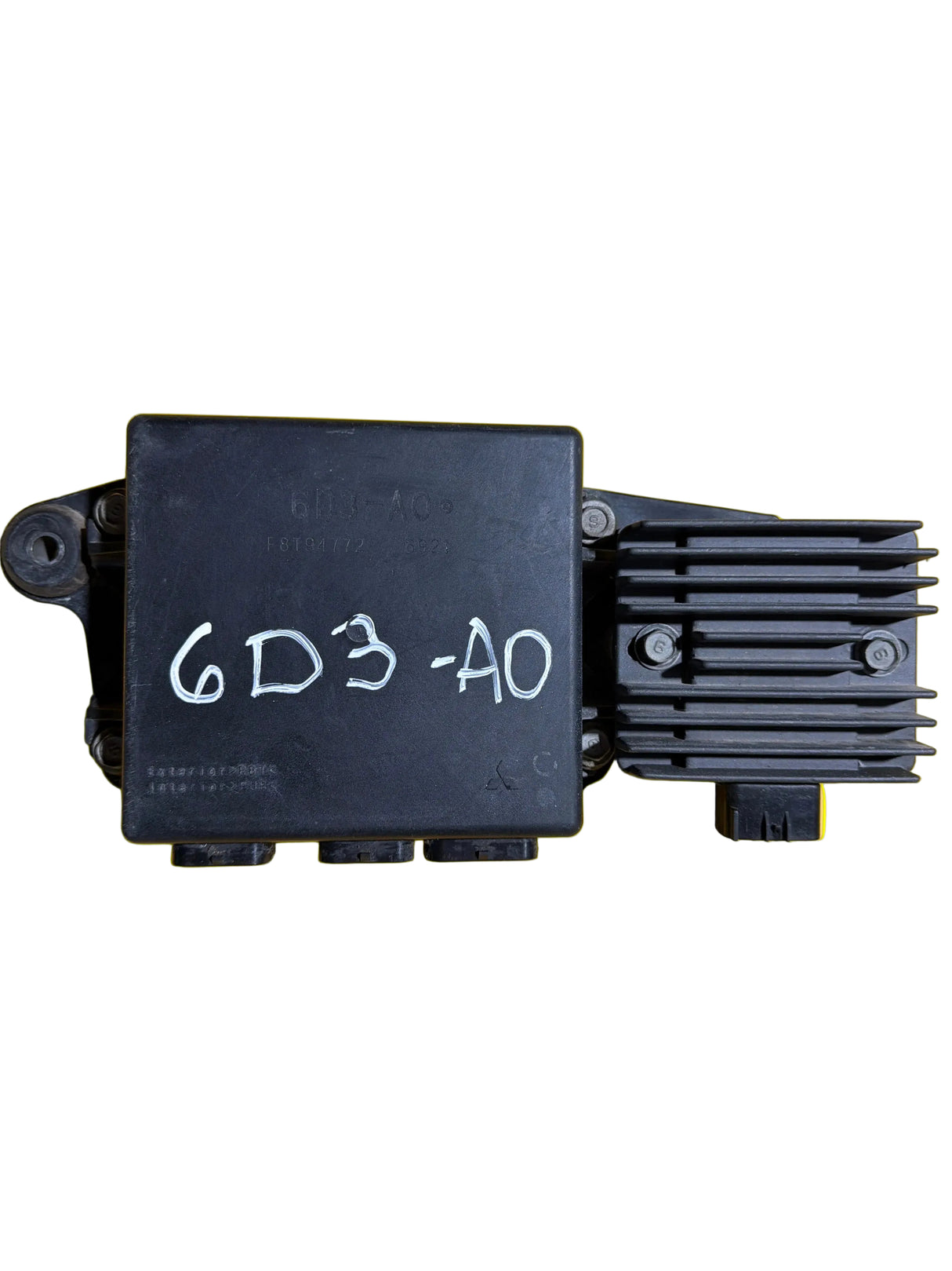 Yamaha jet ski CDI ignition module part 6D3-A0 on yellow background