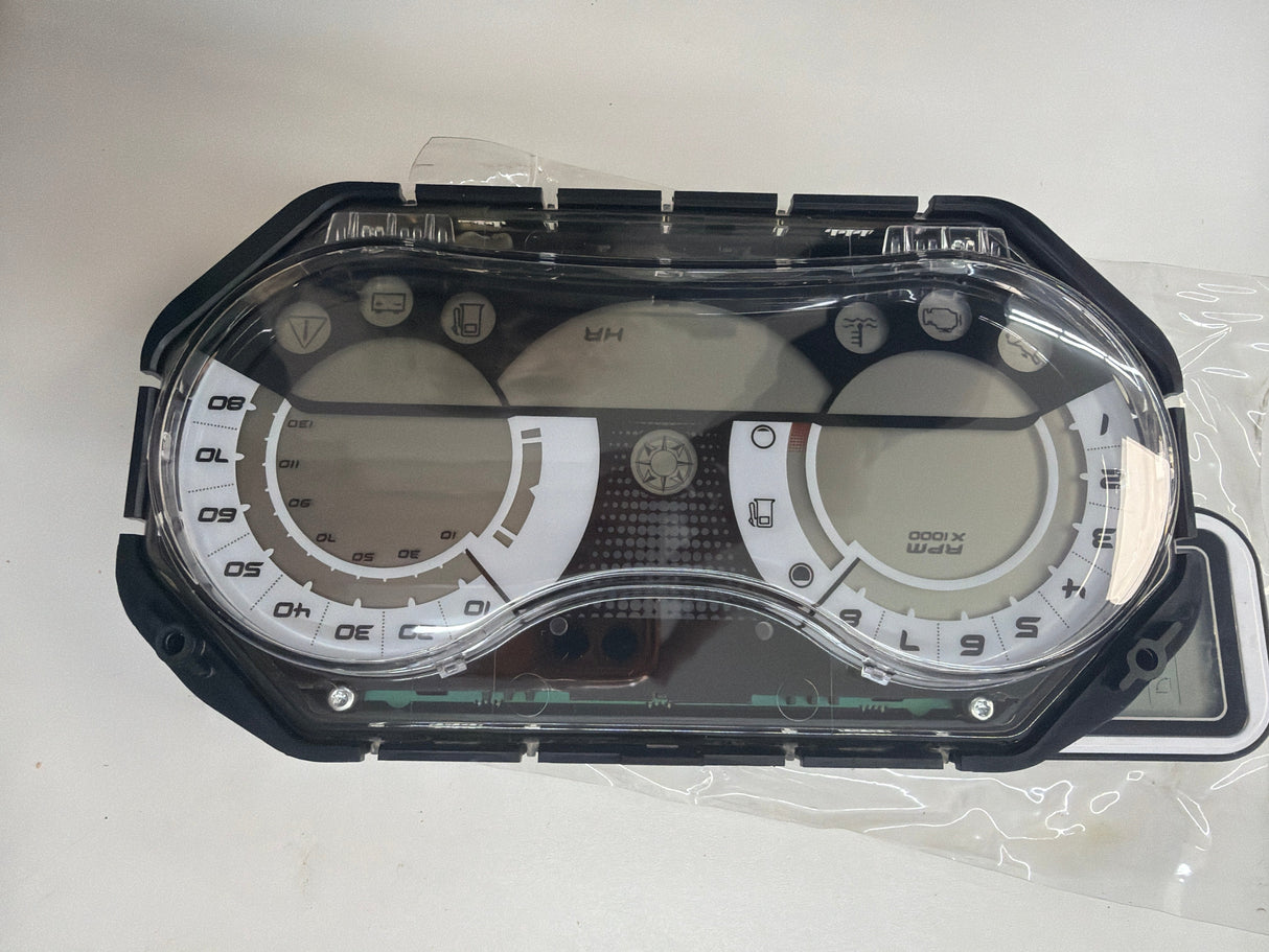 Car dashboard instrument cluster in packaging on a white background