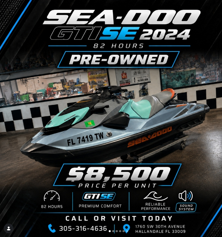 2024 Sea-Doo GTI SE 170 HP – 1630cc – Sound System -82 Hours – iBR & iDF System – Jet Ski
