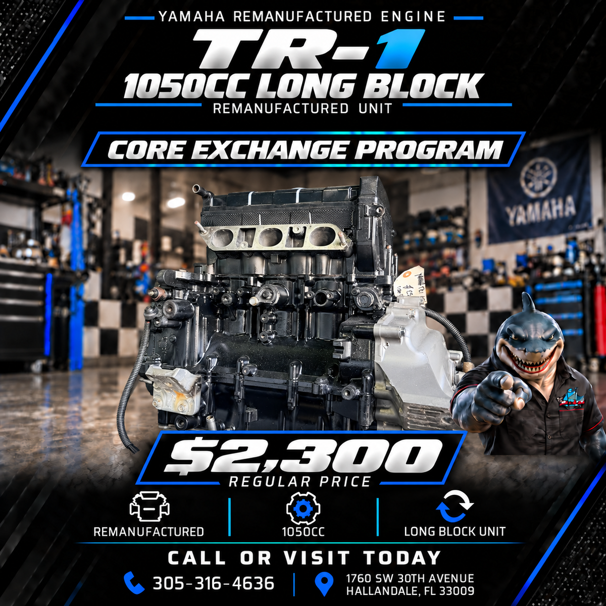 Yamaha TR-1 , 1050cc Remanufactured Long Block Unit