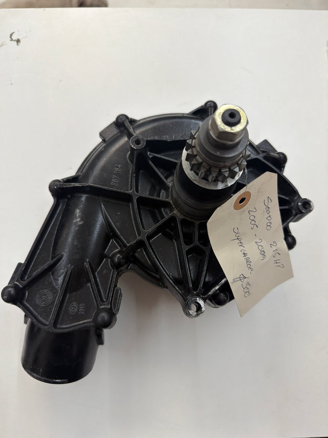 Used 2005/2010 Sea-Doo supercharger unit assembly with new bearings, electrical part for MIAMIJETSKIMOTORSPORTS, showing the complete unit.