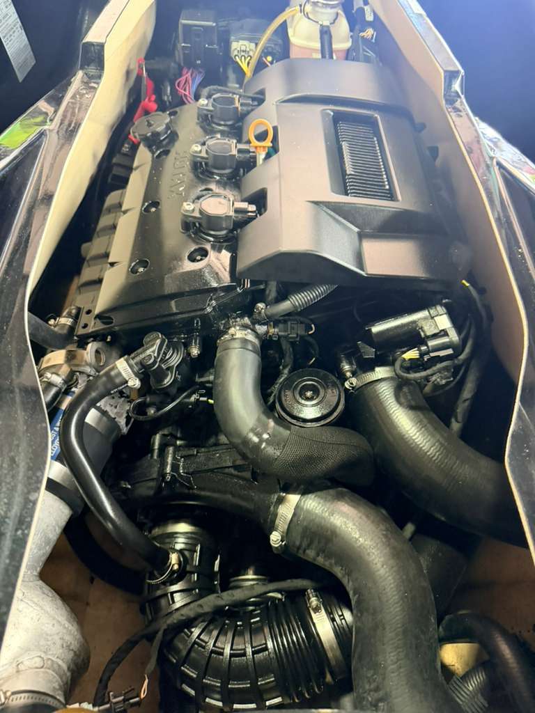 Pre-owned 2019 Sea-Doo RXT 230 jet ski with supercharged engine, 90 hours used, in good condition.