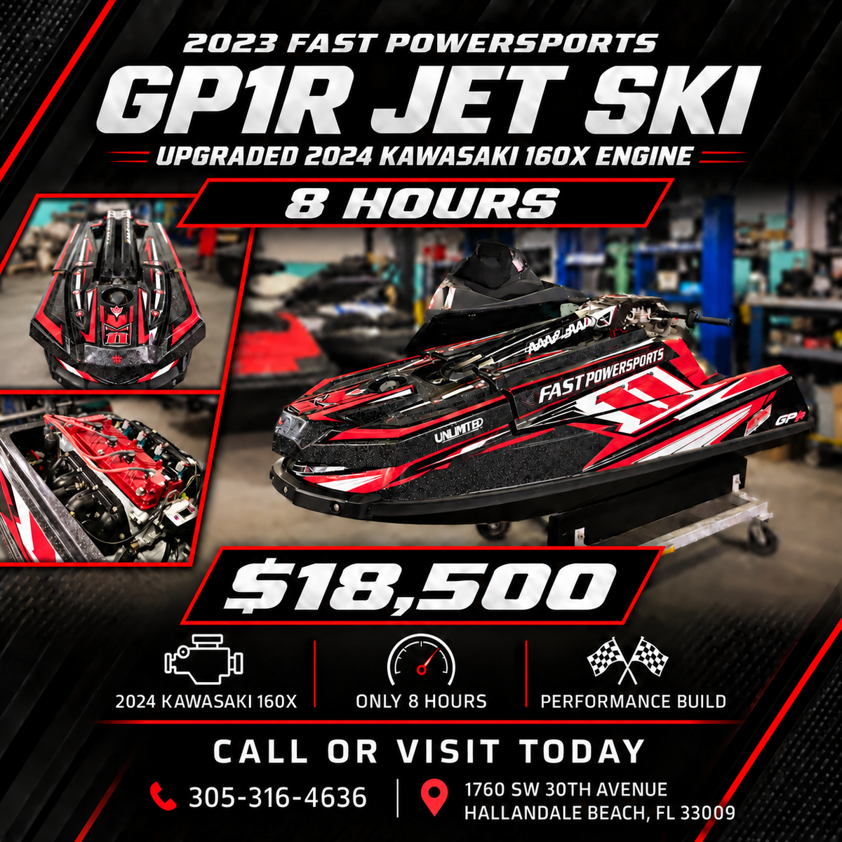 2023 Fast Powersports GP1R Jet Ski - Upgraded Kawasaki 160X Engine (8 Hours)
