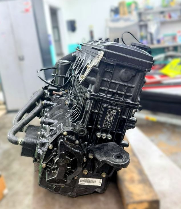 Pre-owned 2024 Sea-Doo GTI SE 170 engine with ACE 1630 and iDF system, showing the complete marine engine from Miami Jet Ski Motorsports.