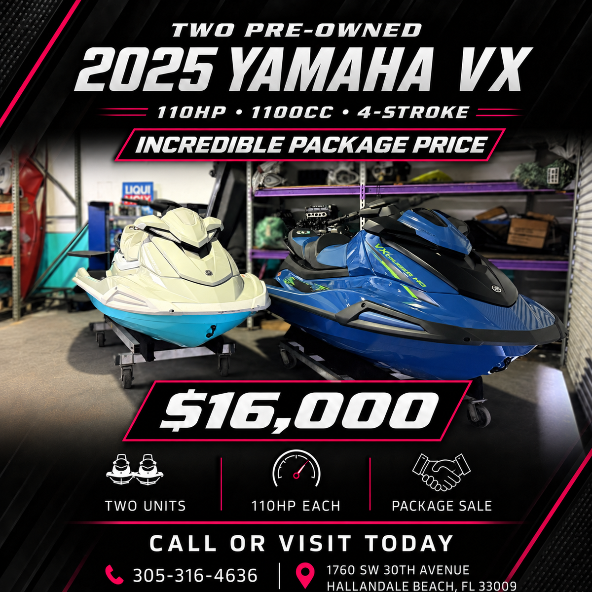 Set of Two 2025 Yamaha Jet Skis – 110HP High Output Engines 1100cc 4 Stroke