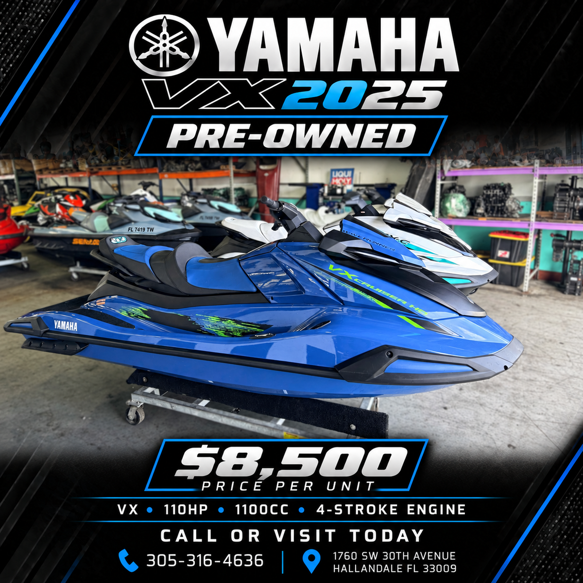 2025 Yamaha VX - 1100cc Engine 110Hp - 4Stroke - waverunner Used Jet Ski