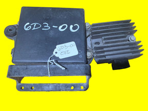 Yamaha 6D3-00 CDI computer jet ski ignition part on yellow background, Miami Jet Ski Motorsports