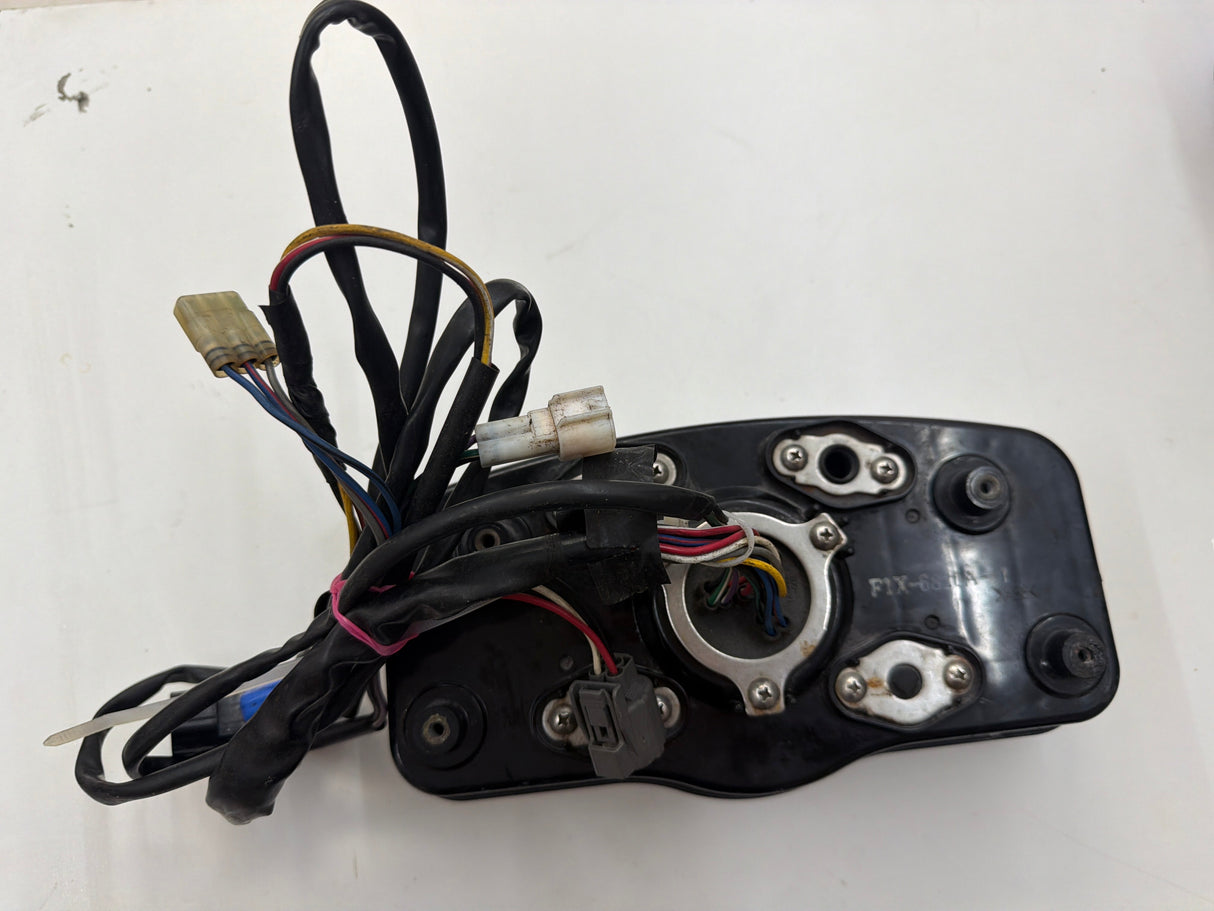 Yamaha OEM F1K-6820A-11-00 meter assembly for electrical parts, used, displayed on a white background.