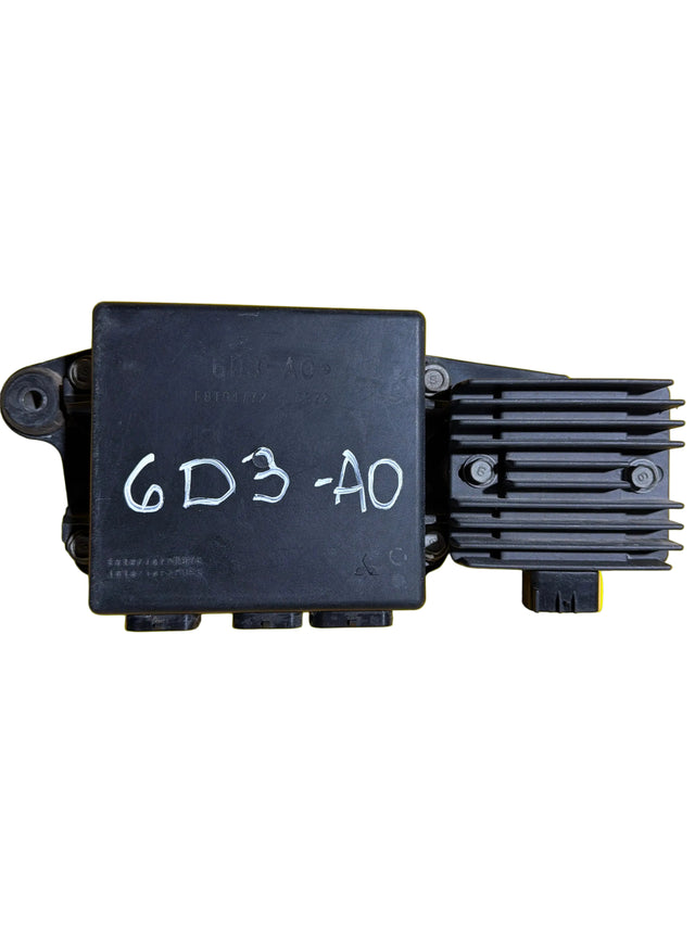 Yamaha jet ski CDI ignition module part 6D3-A0 on yellow background