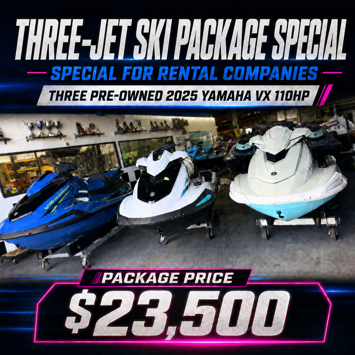 THREE pre-owned 2025 Yamaha VX 110HP units 1100cc Engine 4 Stroke 110hp Units