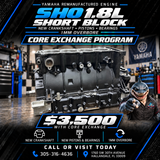 Yamaha 1.8L SHO Short Block — Remanufactured with New Crankshaft, Pistons & Bearings (1MM Overbore)