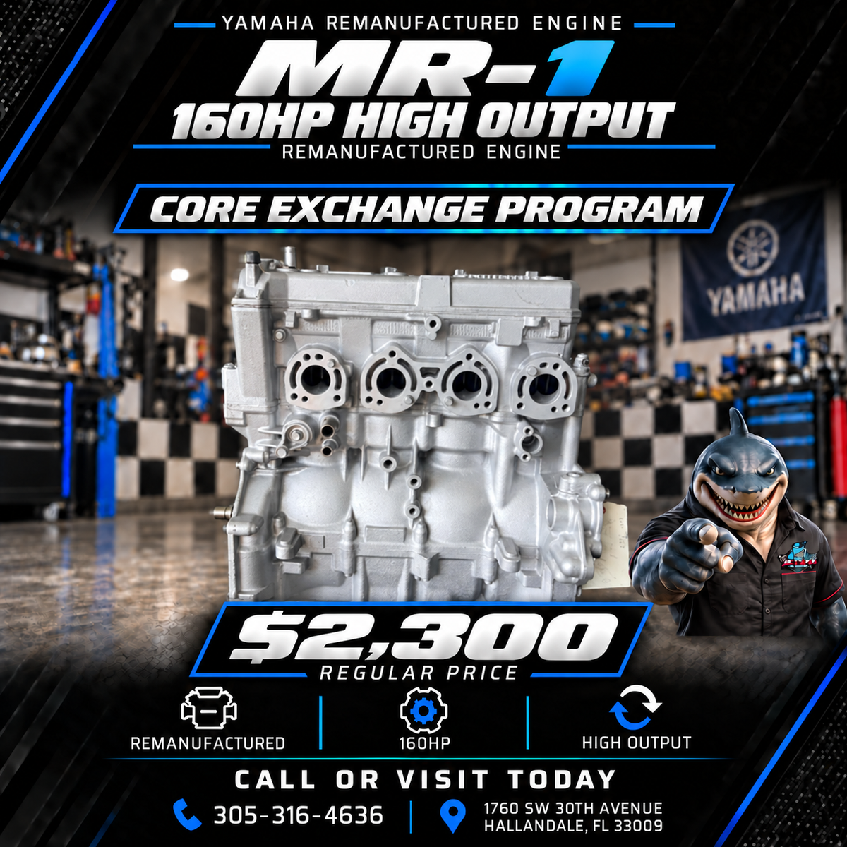 Yamaha MR-1 Remanufactured Engine – 160 HP High Output