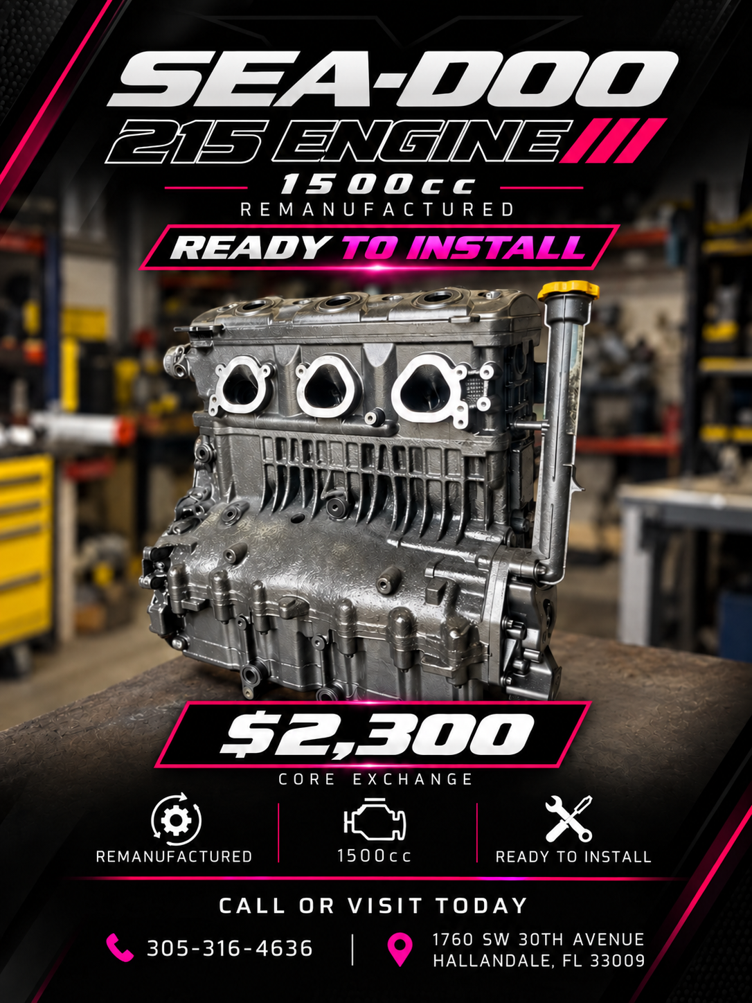 Remanufactured Sea-Doo 215 Engine (1500cc) | Ready to Install