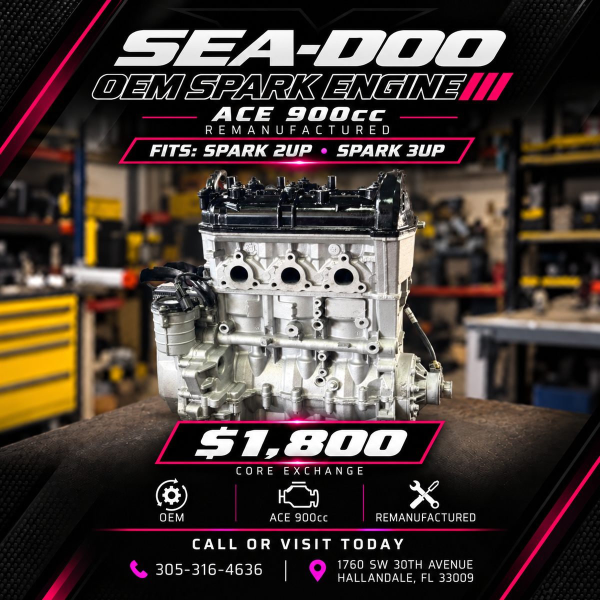 Sea-Doo Spark ACE 900cc Remanufactured Engine – OEM Long Block | Core Exchange