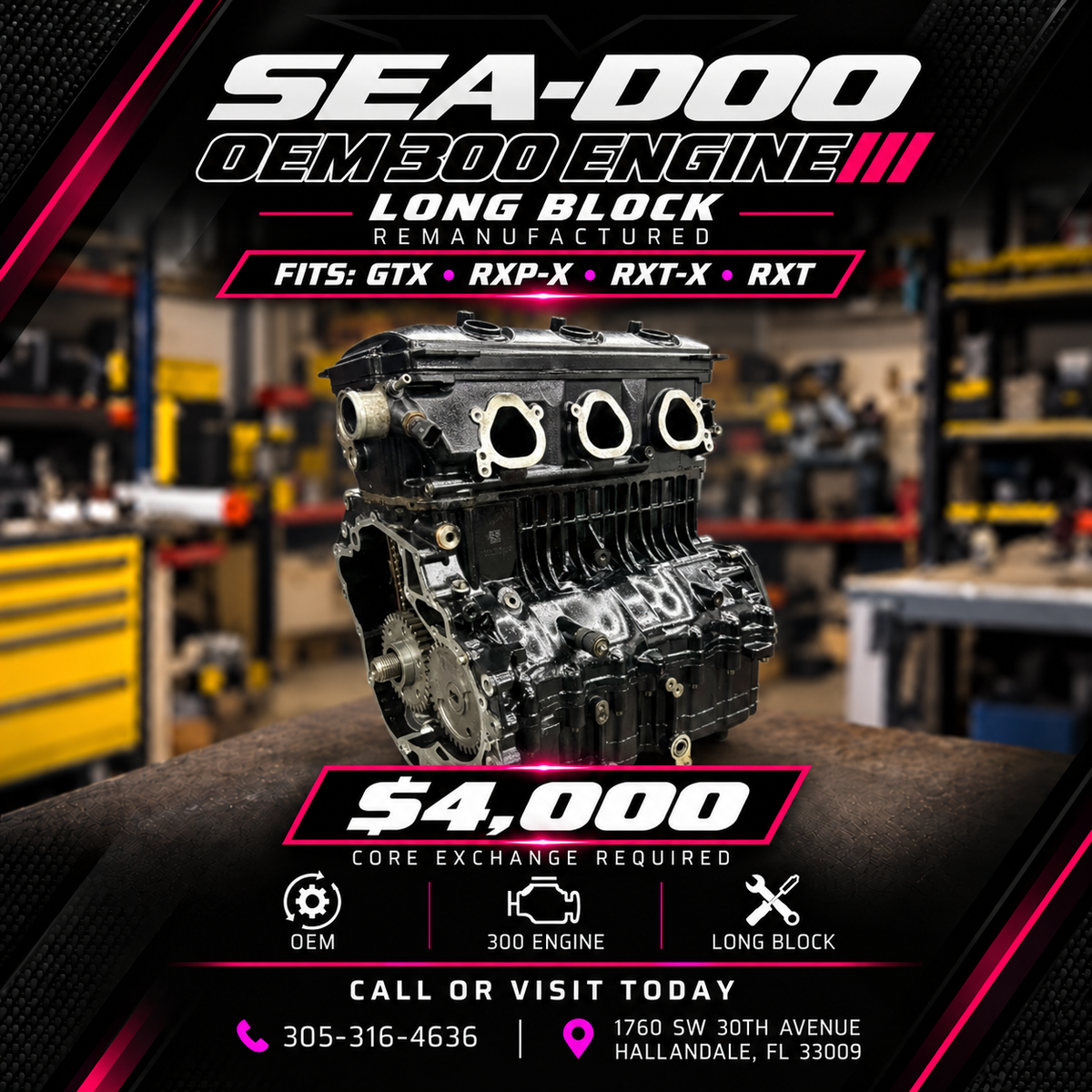 Sea-Doo 300 Remanufactured Engine – 300HP Long Block | Core Exchange Program