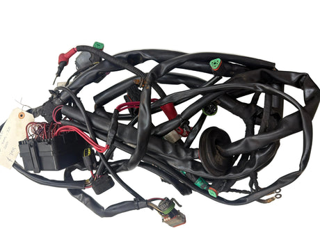 Electrical wiring harness on a white surface