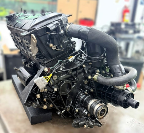 Pre-owned 2024 Sea-Doo GTI SE 170 engine with ACE 1630 and iDF system, shown in a clean, detailed view.