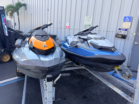 Set of Two Jet Skis: 2022 Sea Doo GTI 170 HP & 2020 Sea Doo GTX 230 w/ Double Aluminum Trailer - MIAMI JET SKI MOTORSPORTS 