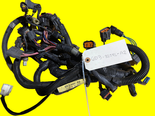 Used Yamaha 6D3-8259L-A2 main wire harness for electrical systems, tested and ready for installation in marine or motorcycle applications.