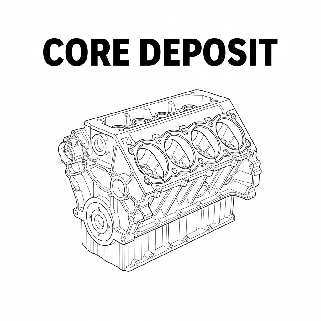 Refillable core deposit for MIAMIJETSKIMOTORSPORTS motor equipment, shown as a metallic core component in the image.