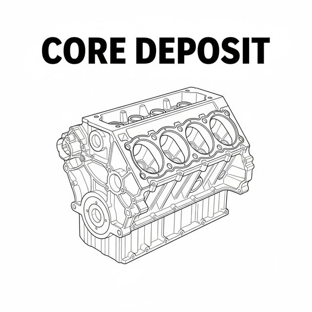 Refillable core deposit for MIAMIJETSKIMOTORSPORTS motor equipment, shown as a metallic core component in the image.