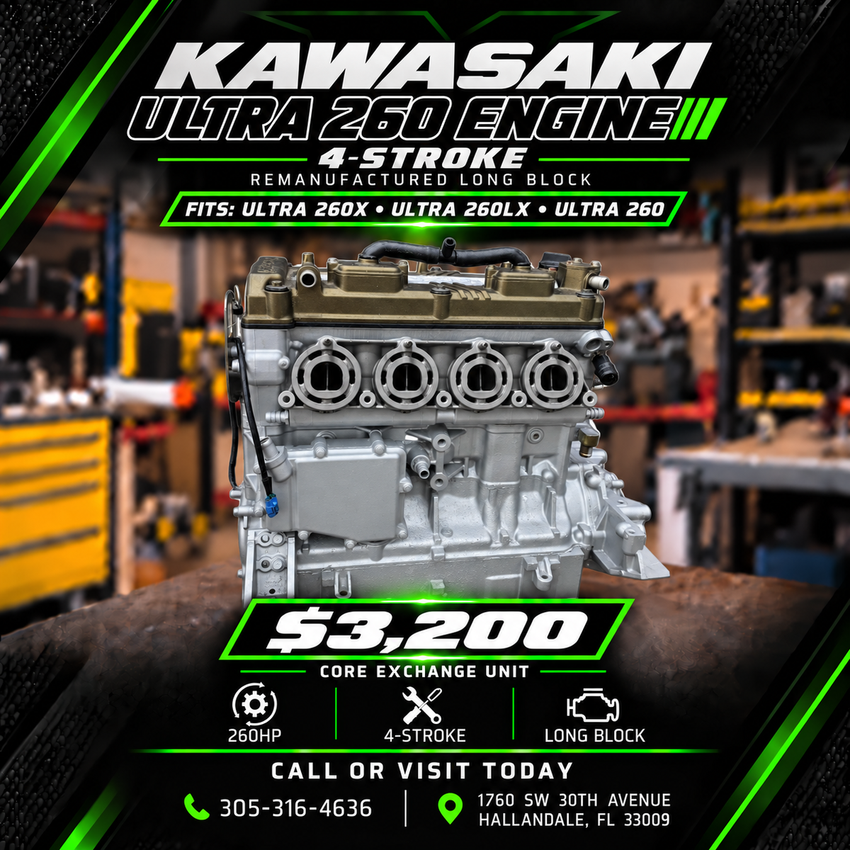 Kawasaki Ultra 260 Remanufactured Long Block Engine – Core Exchange