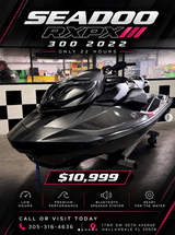 2022 Sea-Doo RXP-X 300 Jet Ski has only 22 hours Sound system and is available now.