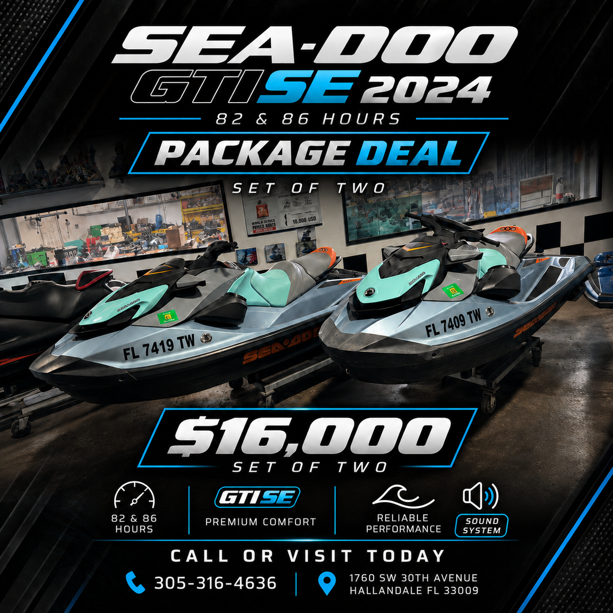 SET OF TWO - 2024 Sea-Doo GTI SE 170 HP - Pre-Owned | Sound System | 82 & 86 Hours