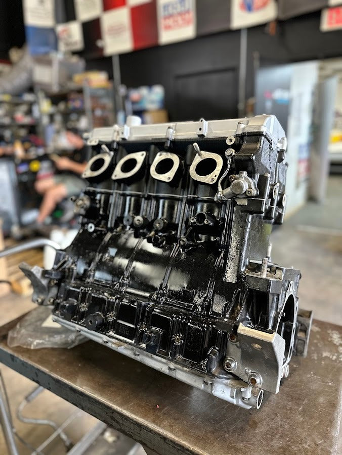 Remanufactured Yamaha 1.8L SVHO engine for FX Cruiser SVHO, FX SVHO, GP1800R SVHO jet skis, showing engine components and branding.